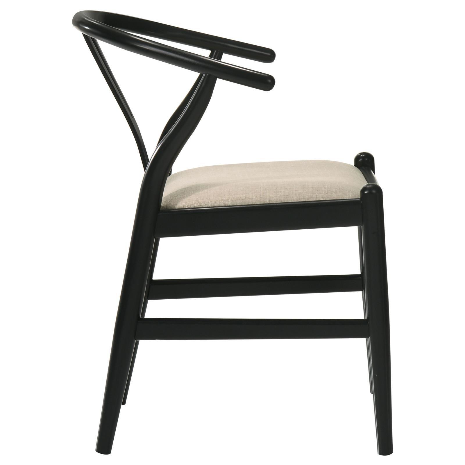 Cortona Danish Y-shaped Back Wishbone Dining Side Chair Black And Beige (Set Of 2) 108482 - Ella Furniture