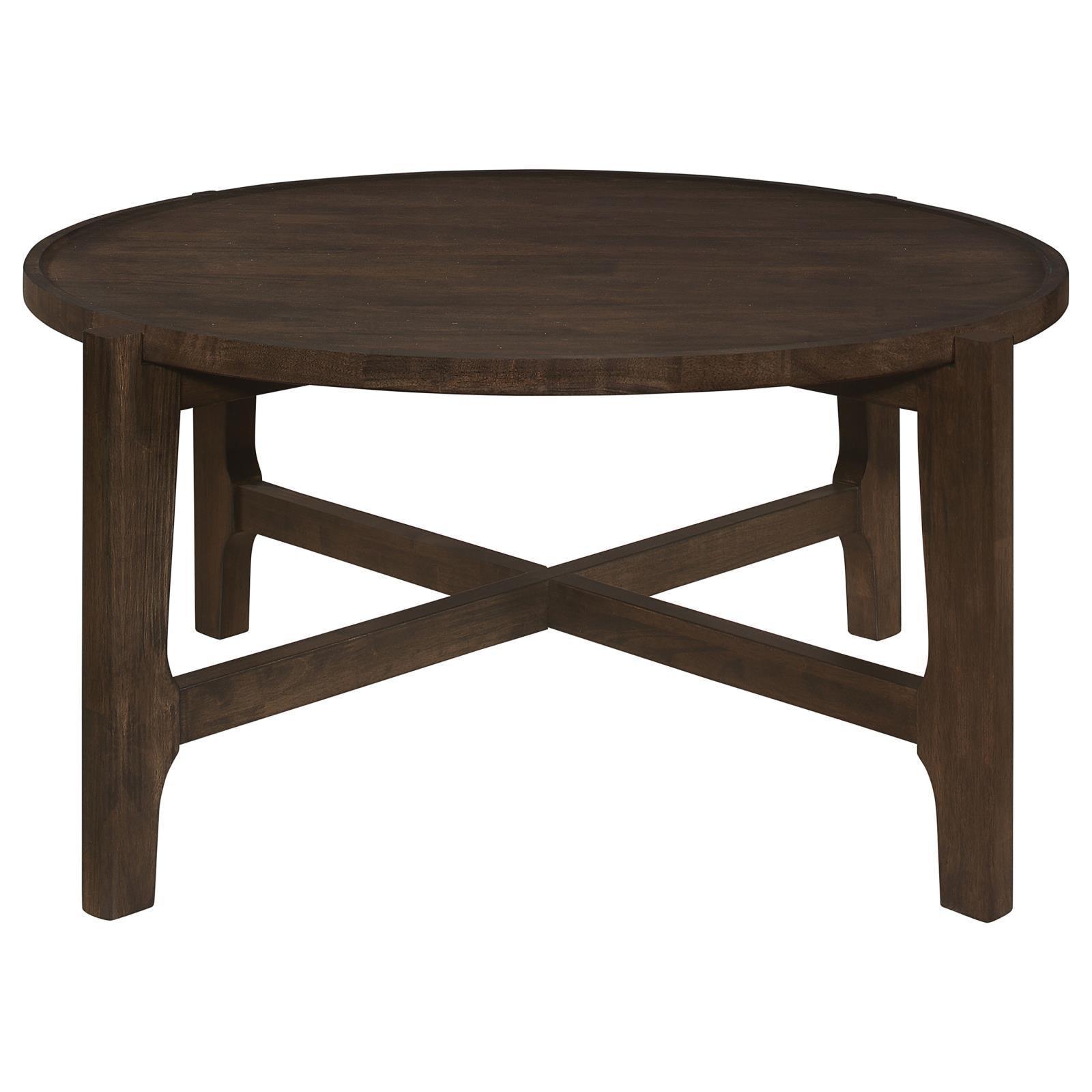 Cota Round Solid Wood Coffee Table Dark Brown 708288 - Ella Furniture