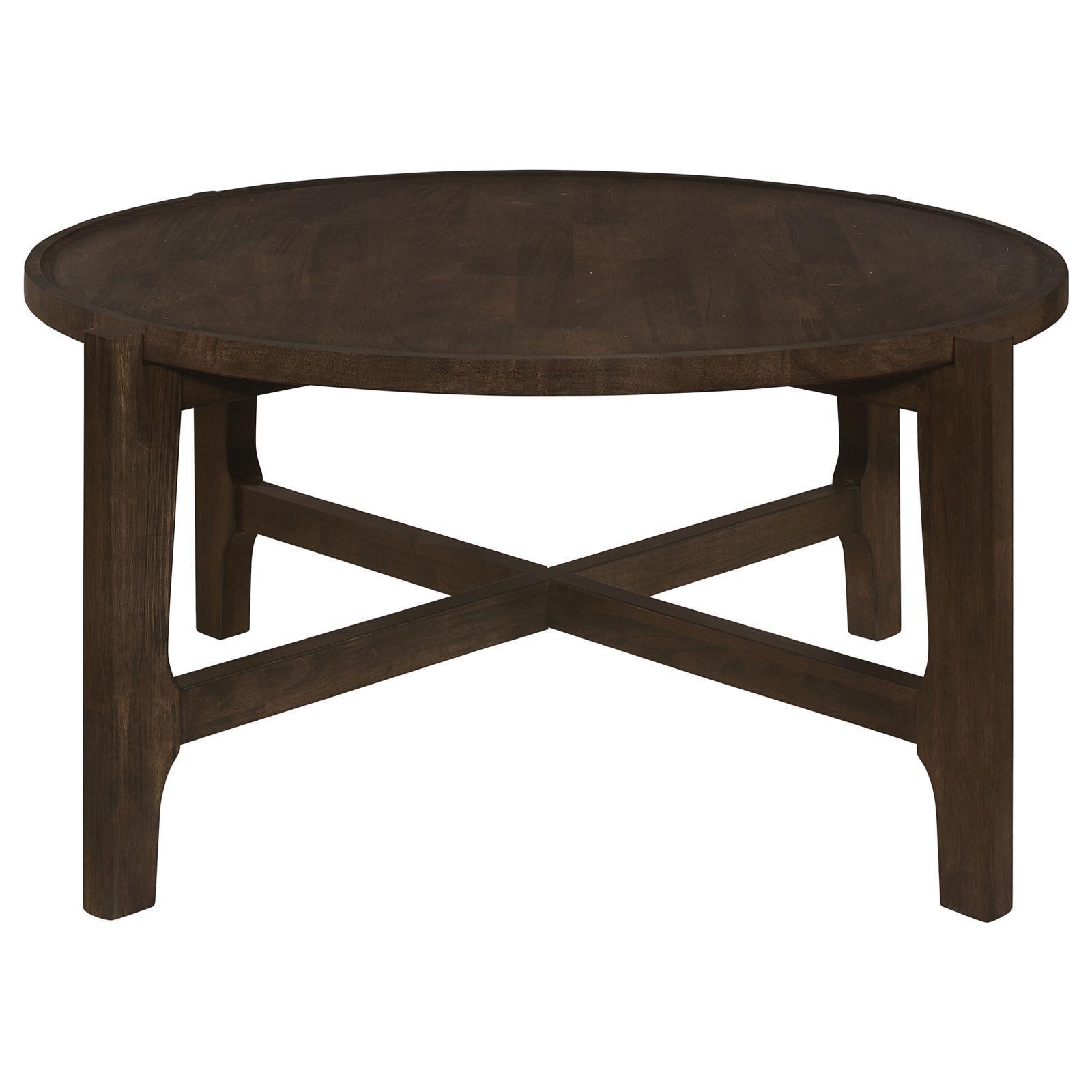 Cota Round Solid Wood Coffee Table Dark Brown 708288 - Ella Furniture