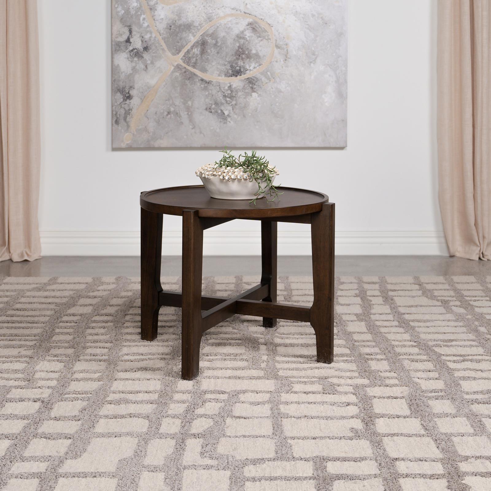 Cota Round Solid Wood End Table Dark Brown 708287 - Ella Furniture