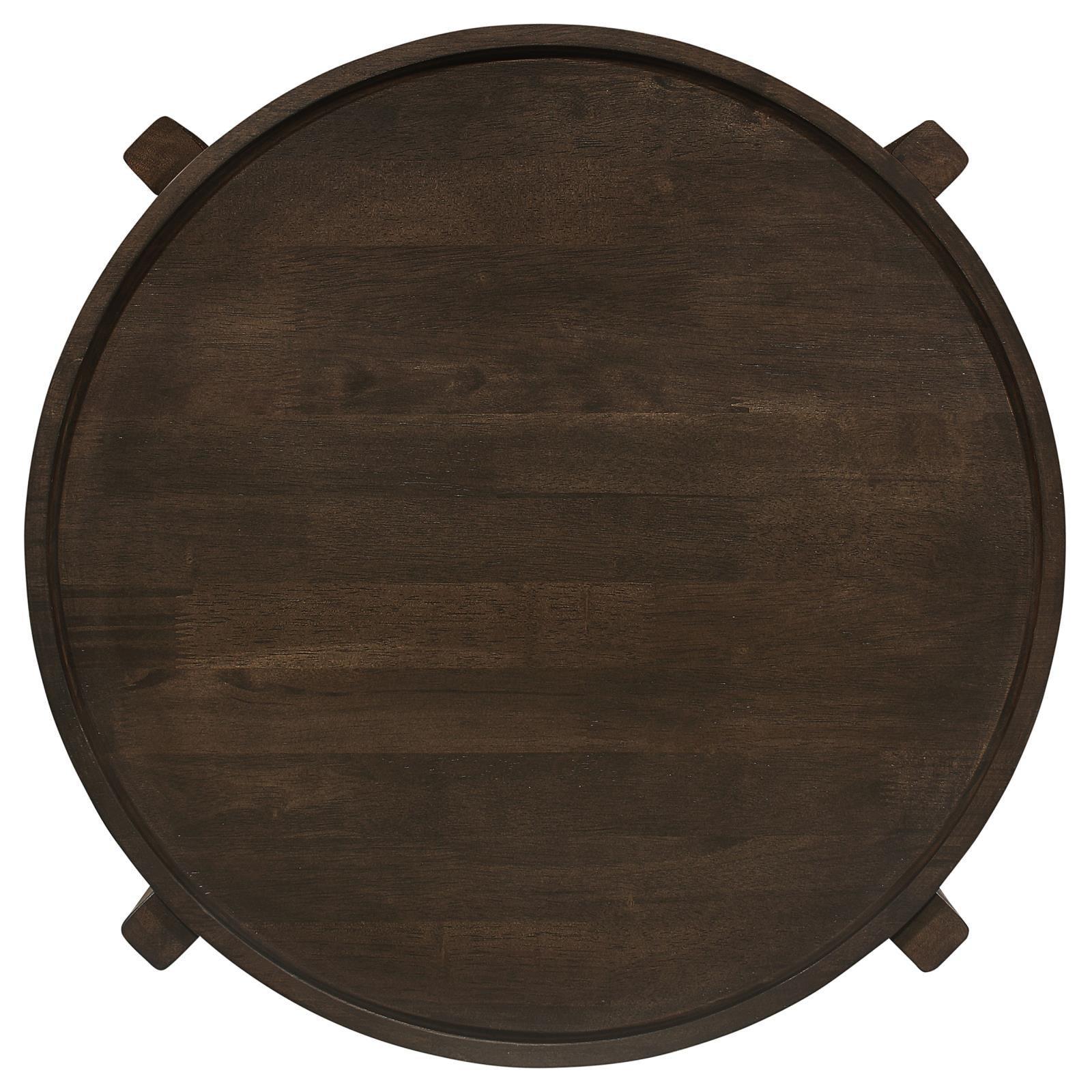 Cota Round Solid Wood End Table Dark Brown 708287 - Ella Furniture