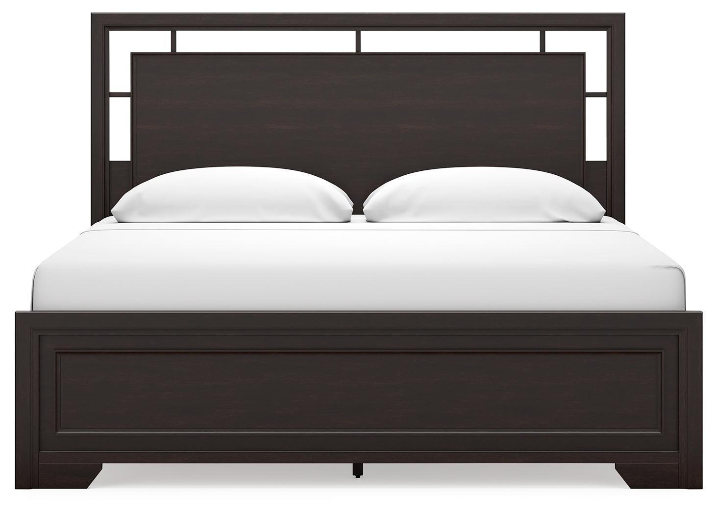 Covetown Dark Brown King Panel Bed - Ella Furniture