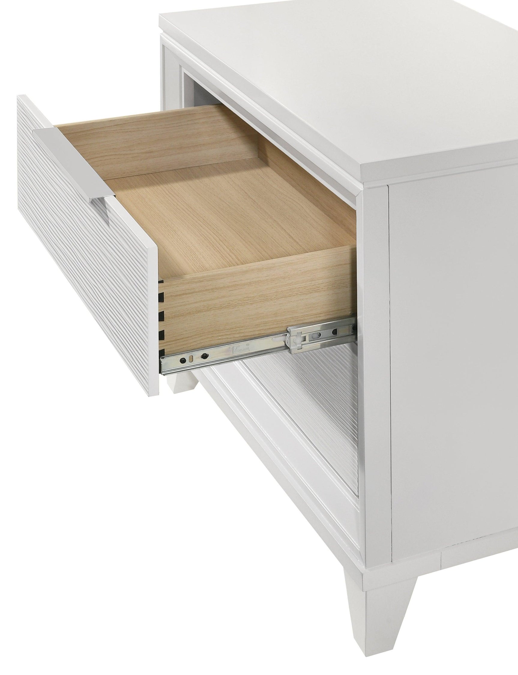 Cressida White Modern Contemporary Solid Wood 2-Drawers Nightstand - Ella Furniture