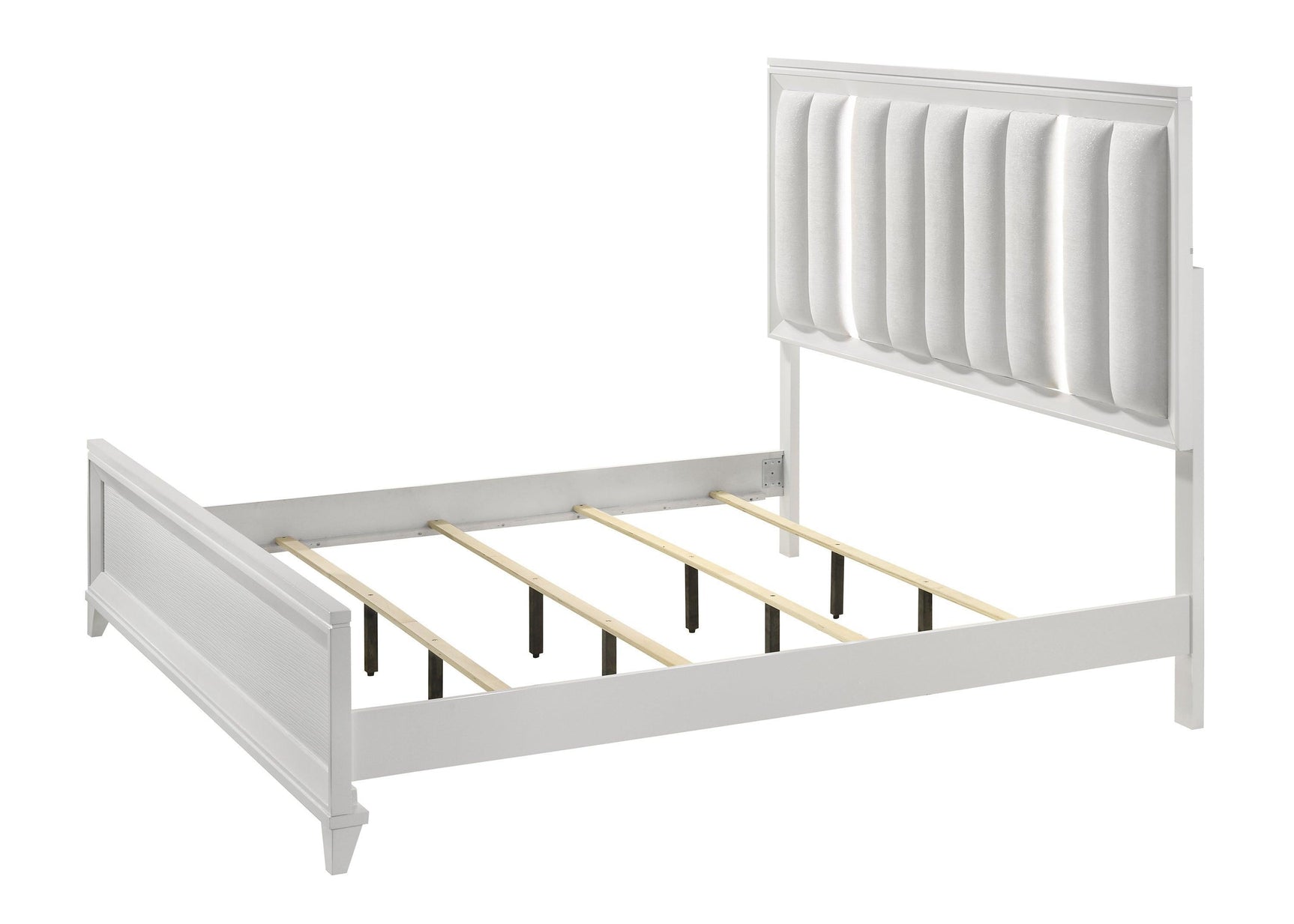 Cressida White Modern Contemporary Solid Wood Velvet Upholstered Queen Bed - Ella Furniture
