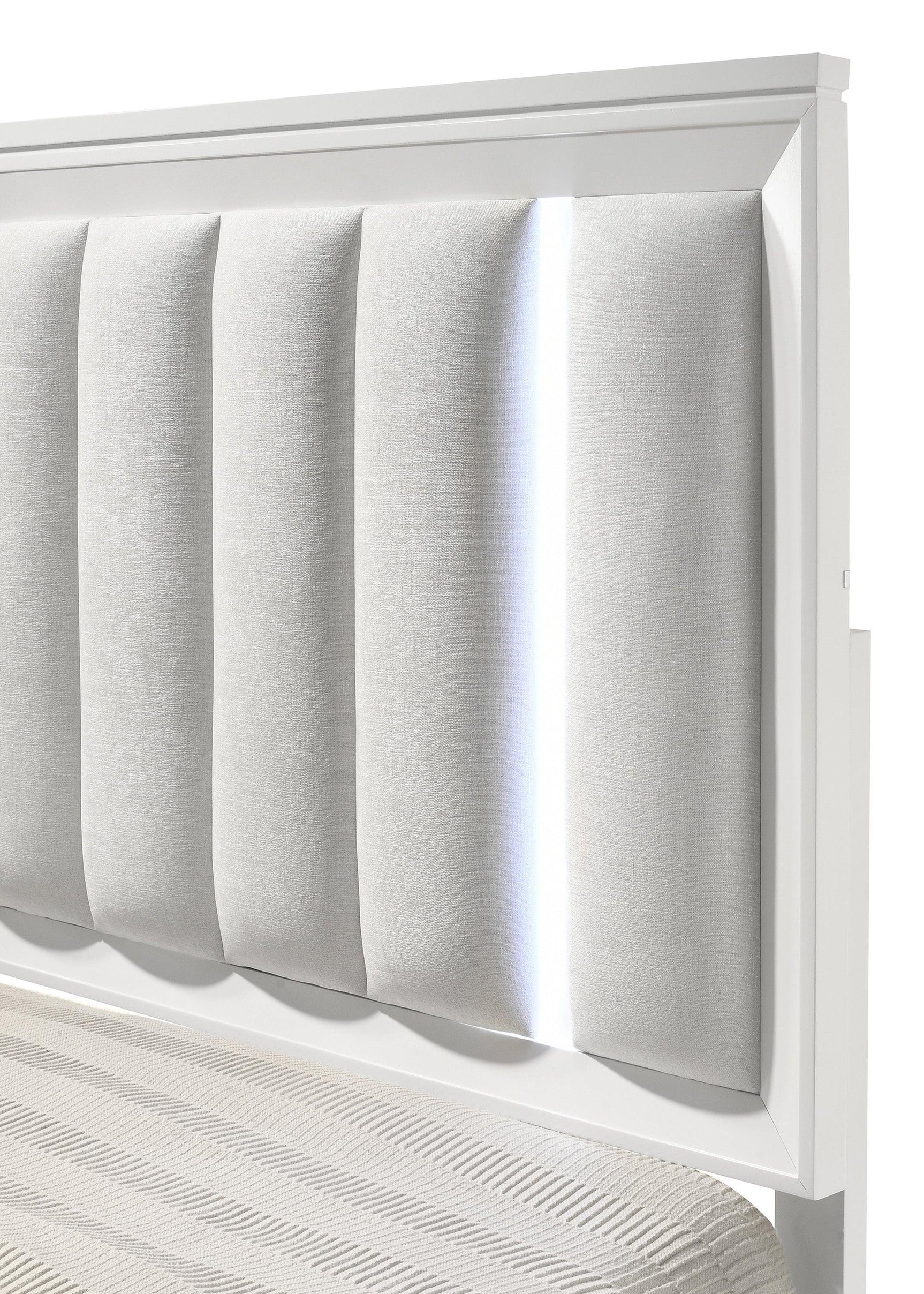 Cressida White Modern Contemporary Solid Wood Velvet Upholstered Queen Bed - Ella Furniture