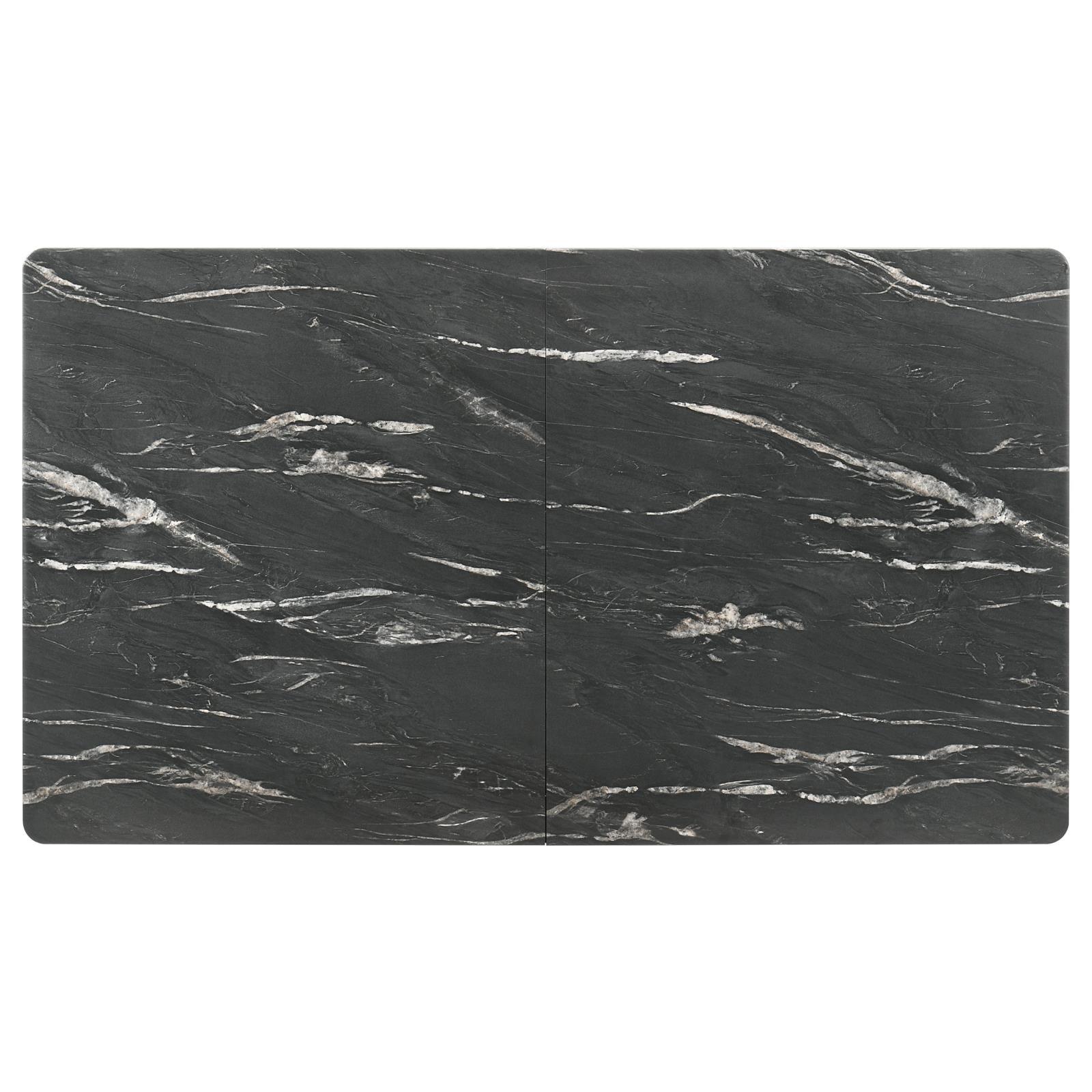 Crestmont Rectangular Dining Table With Faux Marble Top And 16" Self-storing Extension Leaf Grey 121251 - Ella Furniture