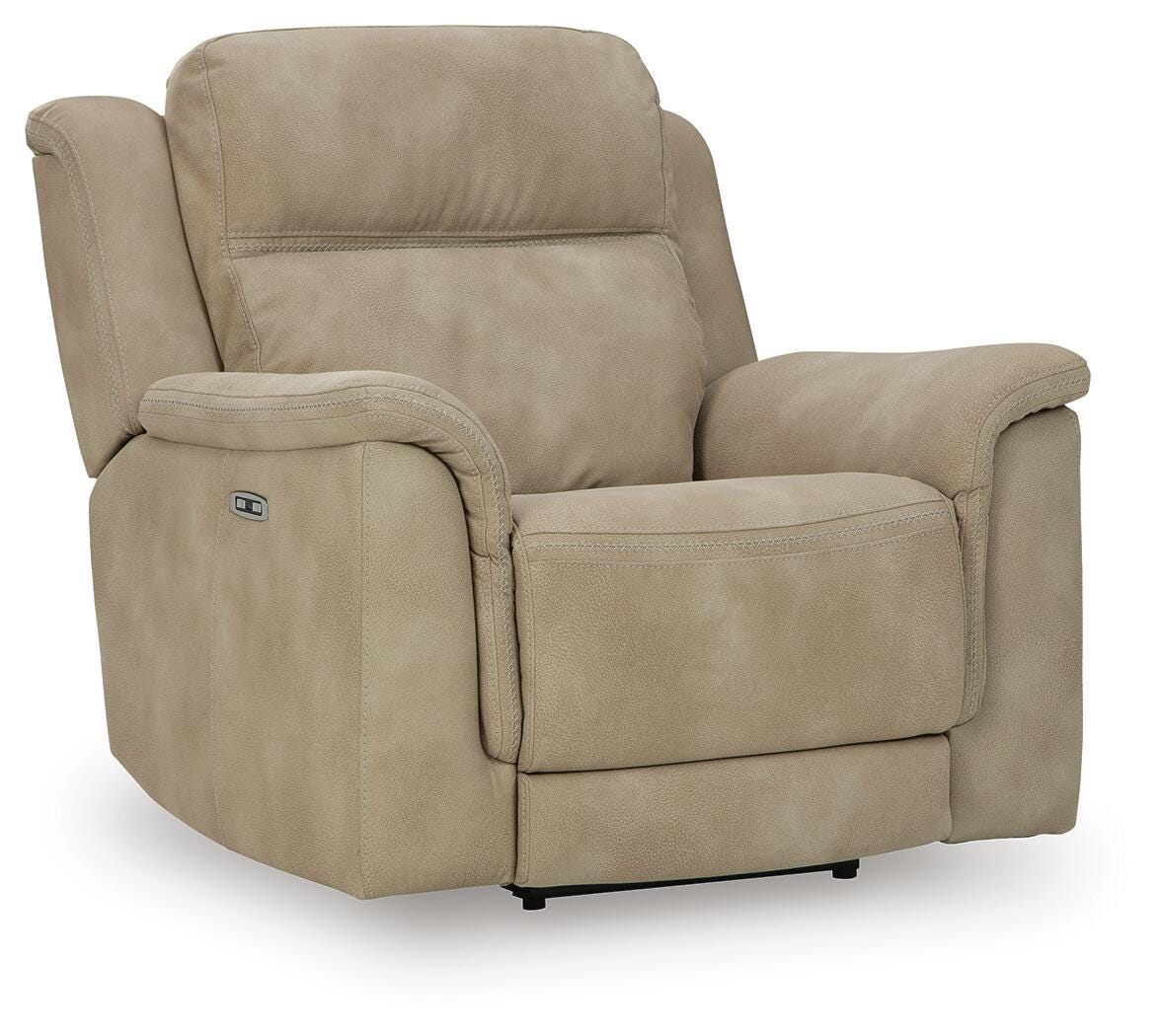 Next-Gen Durapella Sand Microfiber Power Recliner — angled view