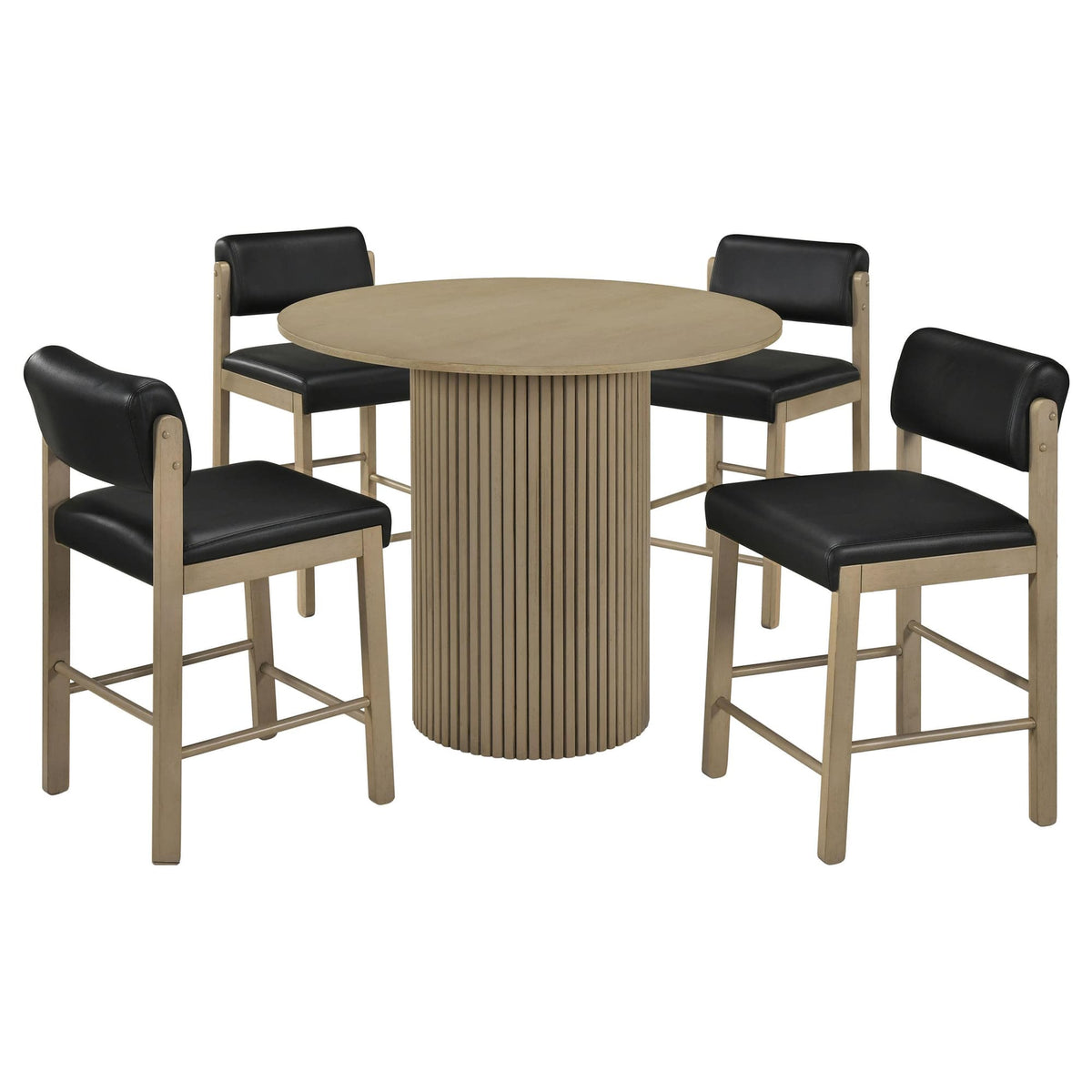 Hamlyn 5-piece Round Wood Counter Height Dining Set Black and Natural Oak — product image 2
