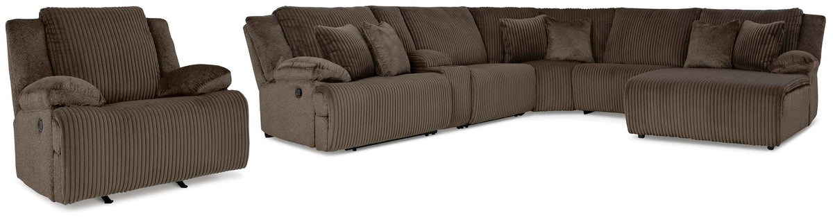 Top Chocolate 6-Piece Sectional with Recliner — product image 2