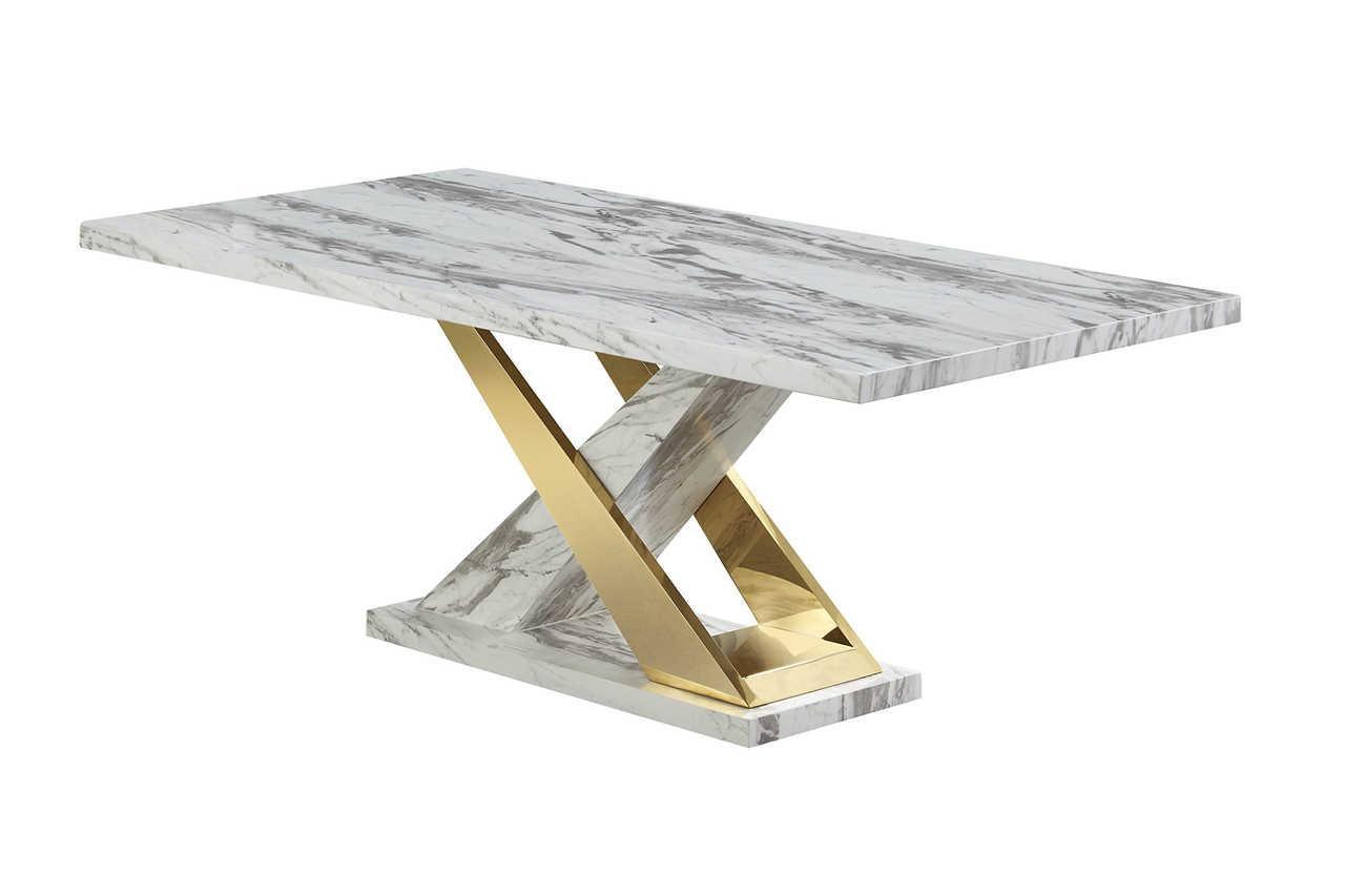 D610 Viva (White/gold) Dining Table - Ella Furniture