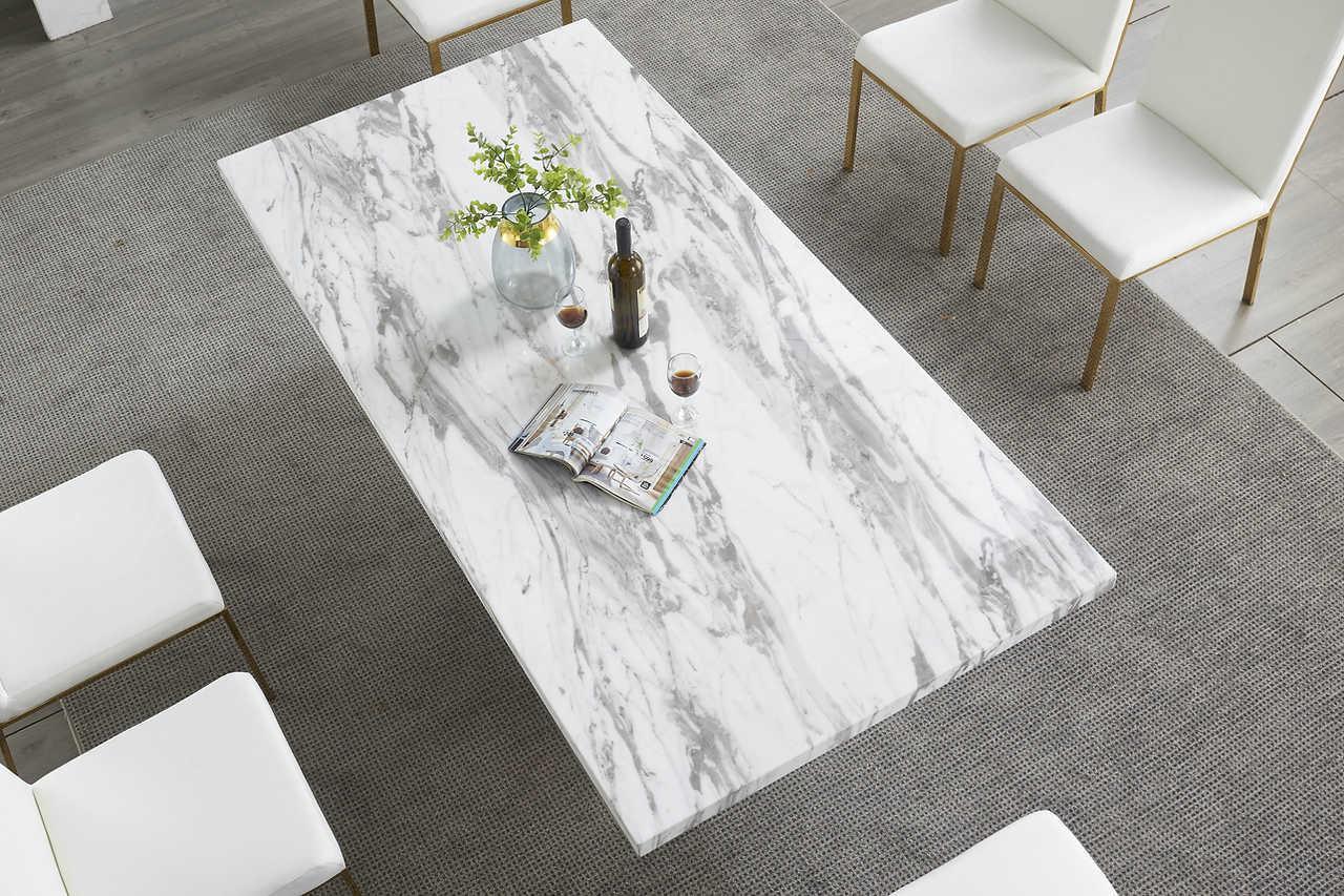 D610 Viva (White/gold) Dining Table - Ella Furniture