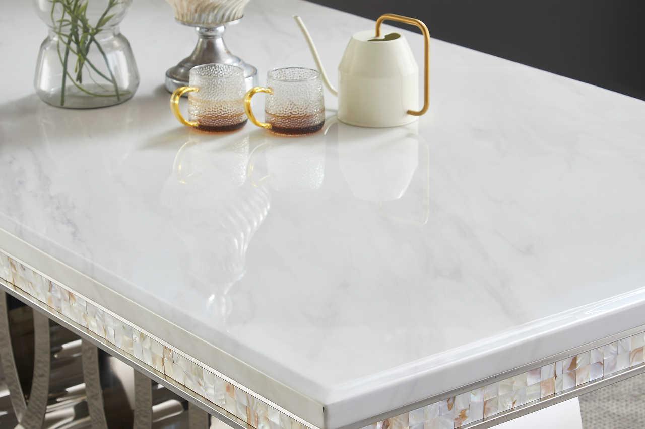 D620 Giovanni (White/chrome) Dining Table - Ella Furniture