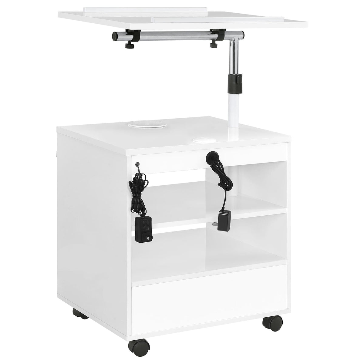 Lerma 1-Drawer Adjustable Tray Top Nightstand with Speaker White High Gloss — product image 11