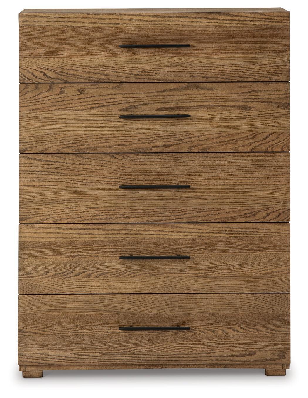 Dakmore Brown Upholstered Panel Bedroom Set - Ella Furniture