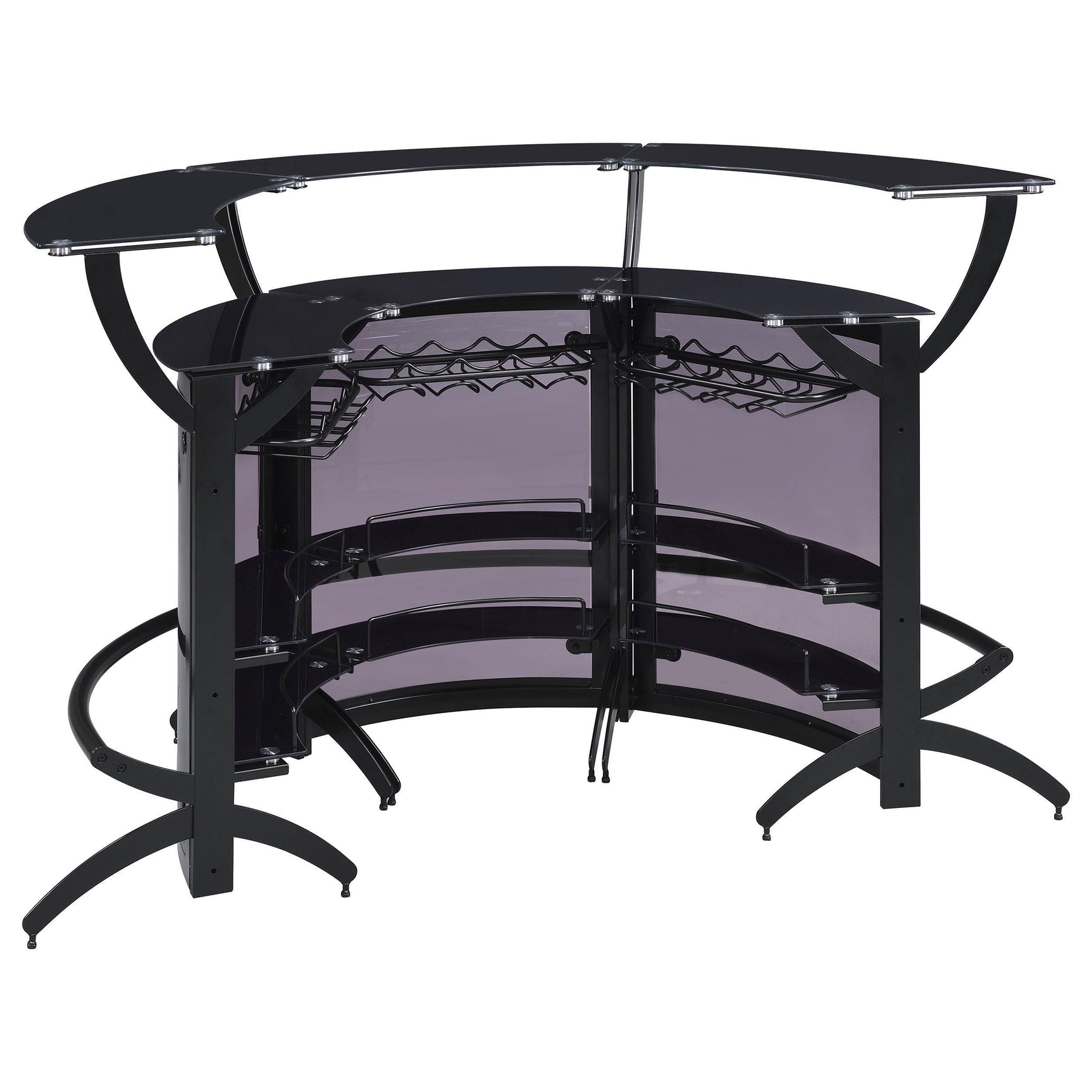 Dallas 3-piece Curved Freestanding Home Bar Cabinet Black 182135-S3 - Ella Furniture