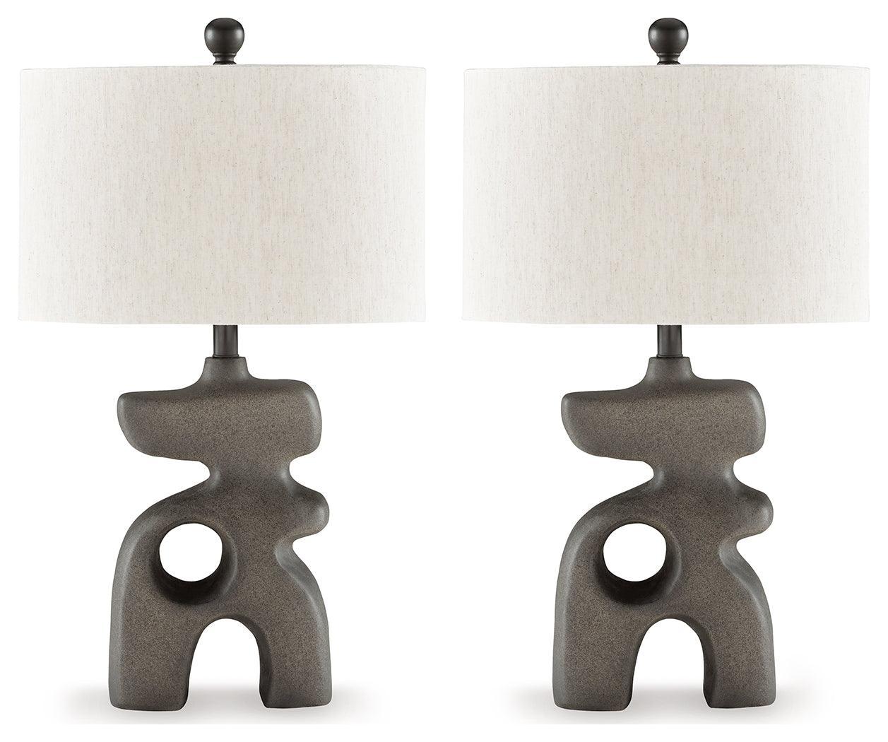 Danacy Distressed Black 2-Piece Table Lamp Set - Ella Furniture