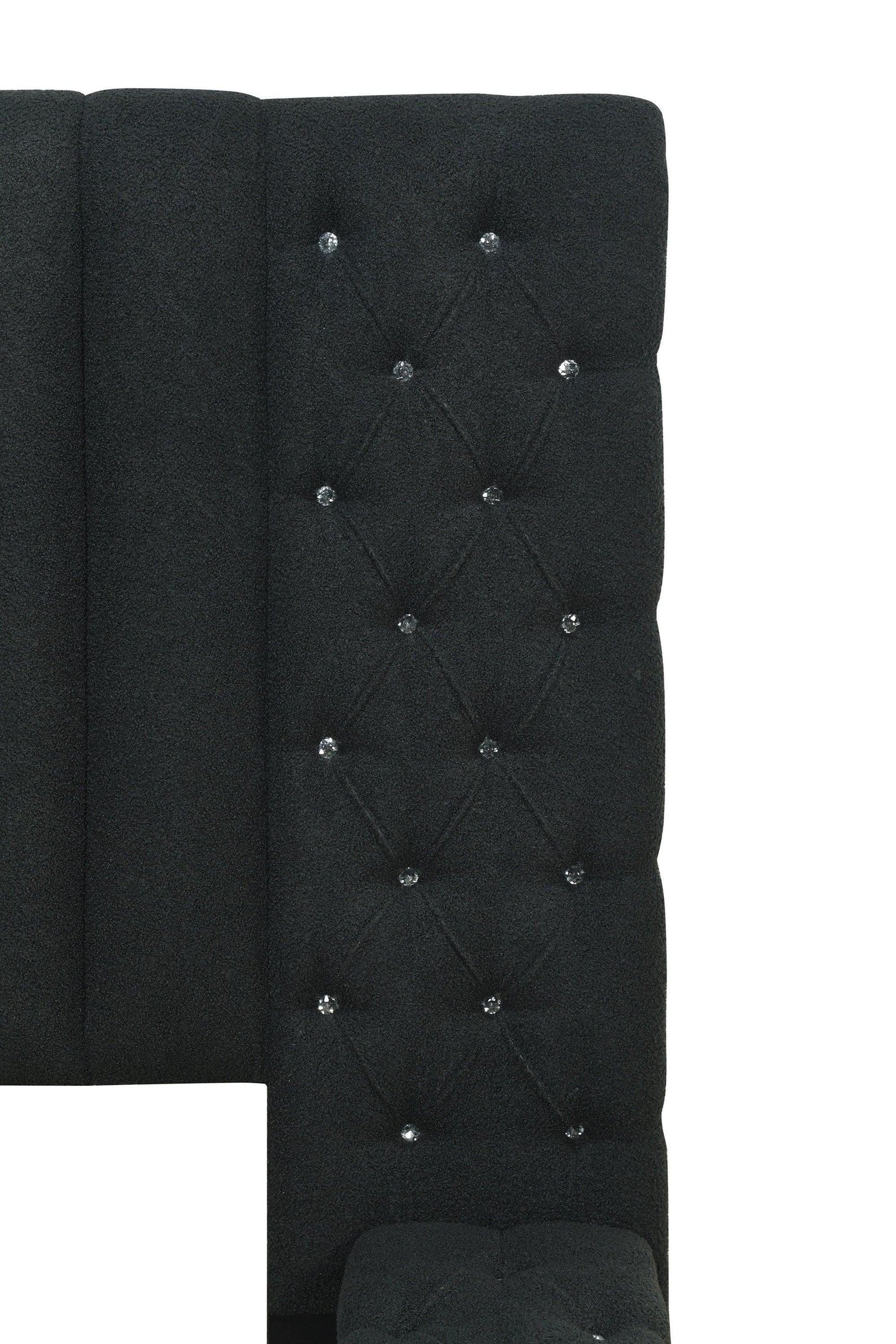 Danbury Charcoal Modern Solid Wood Velvet/Fabric Upholstered Tufted Storage Queen Bed - Ella Furniture