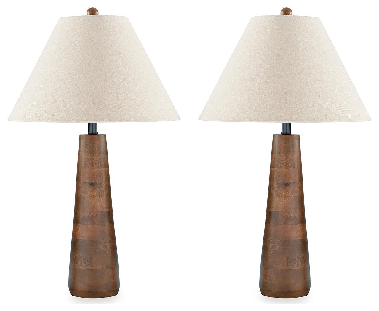 Danset Brown 2-Piece Table Lamp Set - Ella Furniture