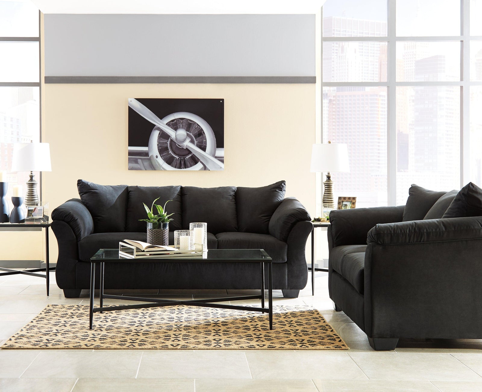 Darcy Black Sofa And Loveseat - Ella Furniture