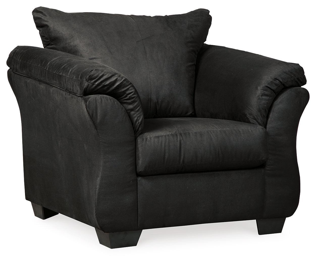 Darcy Black Sofa, Loveseat, Chair And Ottoman - Ella Furniture