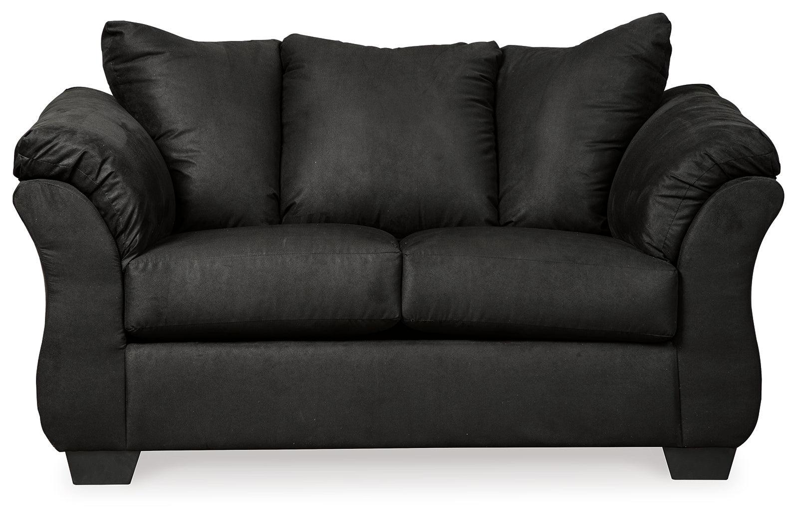 Darcy Black Sofa, Loveseat, Chair And Ottoman - Ella Furniture