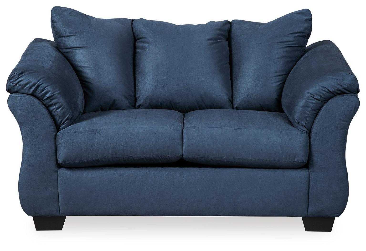 Darcy Blue Sofa, Loveseat, Chair And Ottoman - Ella Furniture