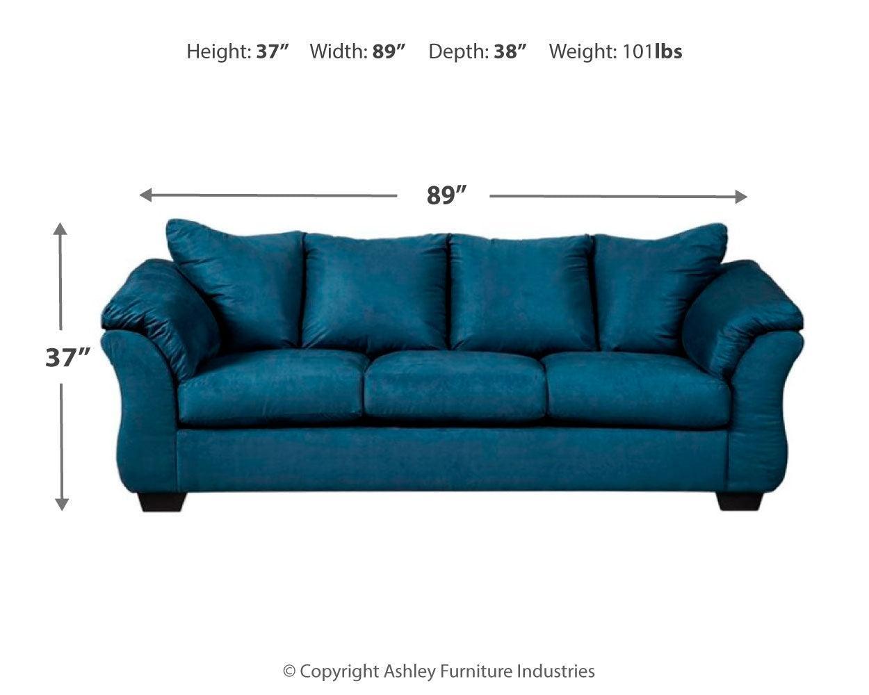 Darcy Blue Sofa, Loveseat, Chair And Ottoman - Ella Furniture