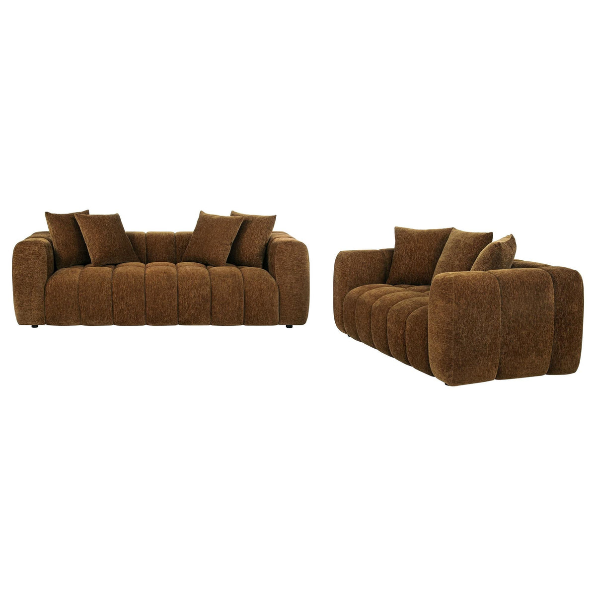 Lazaro 2-piece Fabric Upholstered Wide Channel Sofa Set Bronze — product view