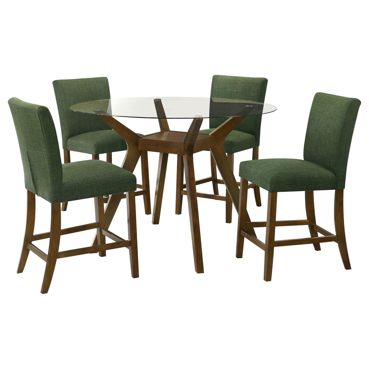 Paxton 5-piece Round Glass Top Counter Height Dining Set Green — product image 2