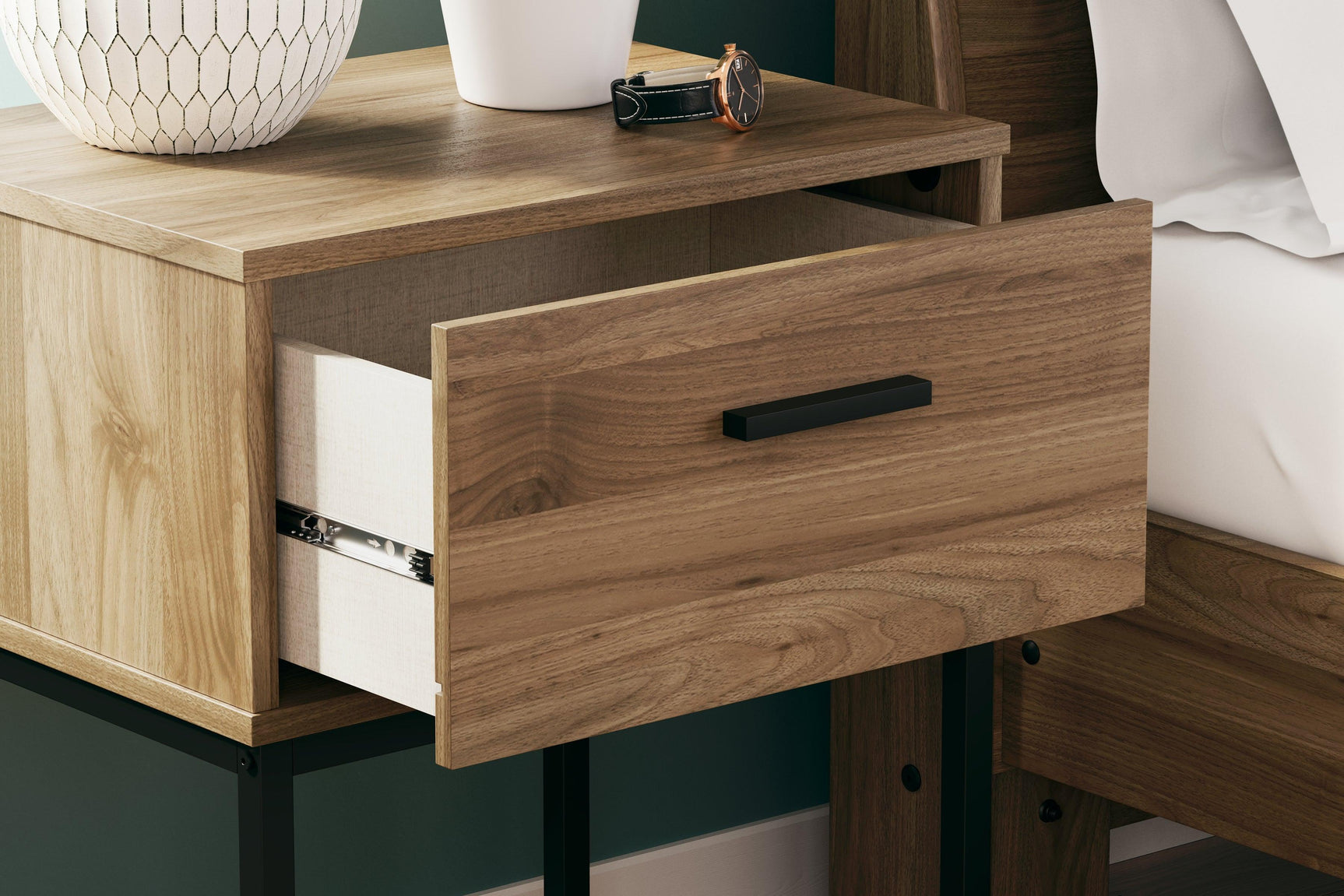 Deanlow Honey Nightstand - Ella Furniture