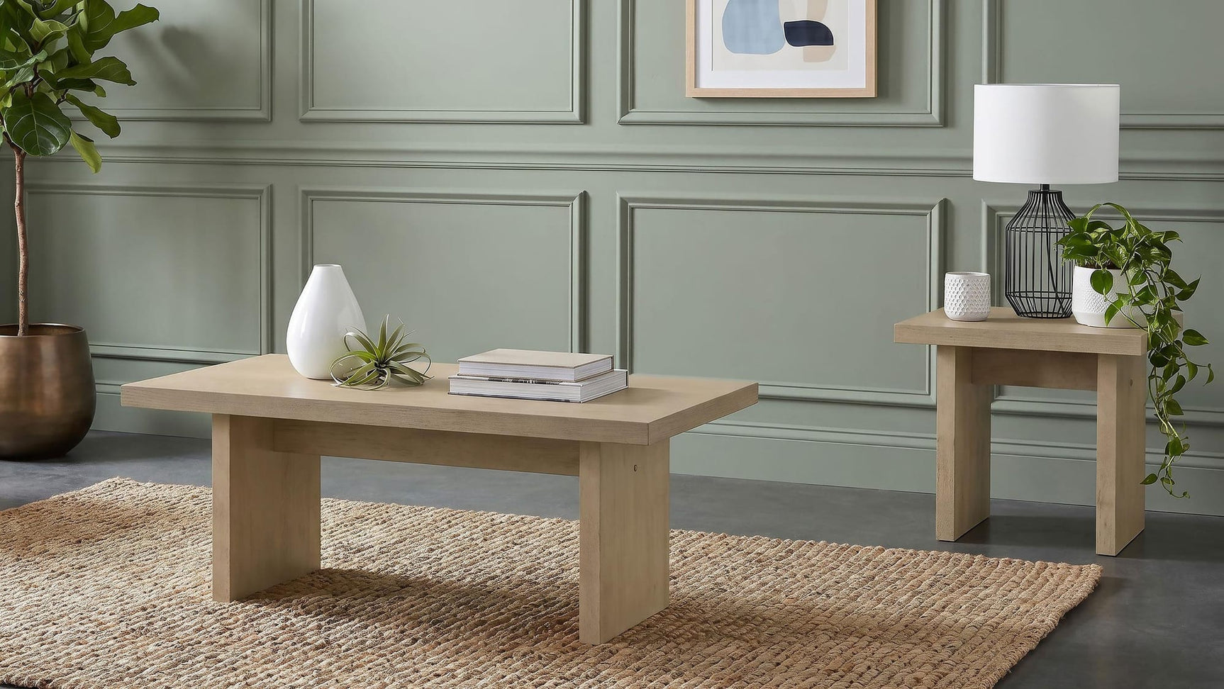 Decker 2-piece Coffee and End Table Set Natural Oak from Ella Furniture