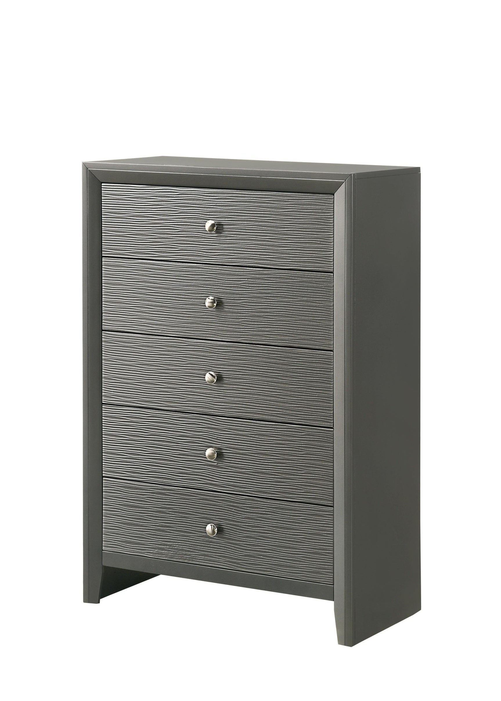 Denker Gunmetal Modern Contemporary Solid Wood Bedroom Set - Ella Furniture