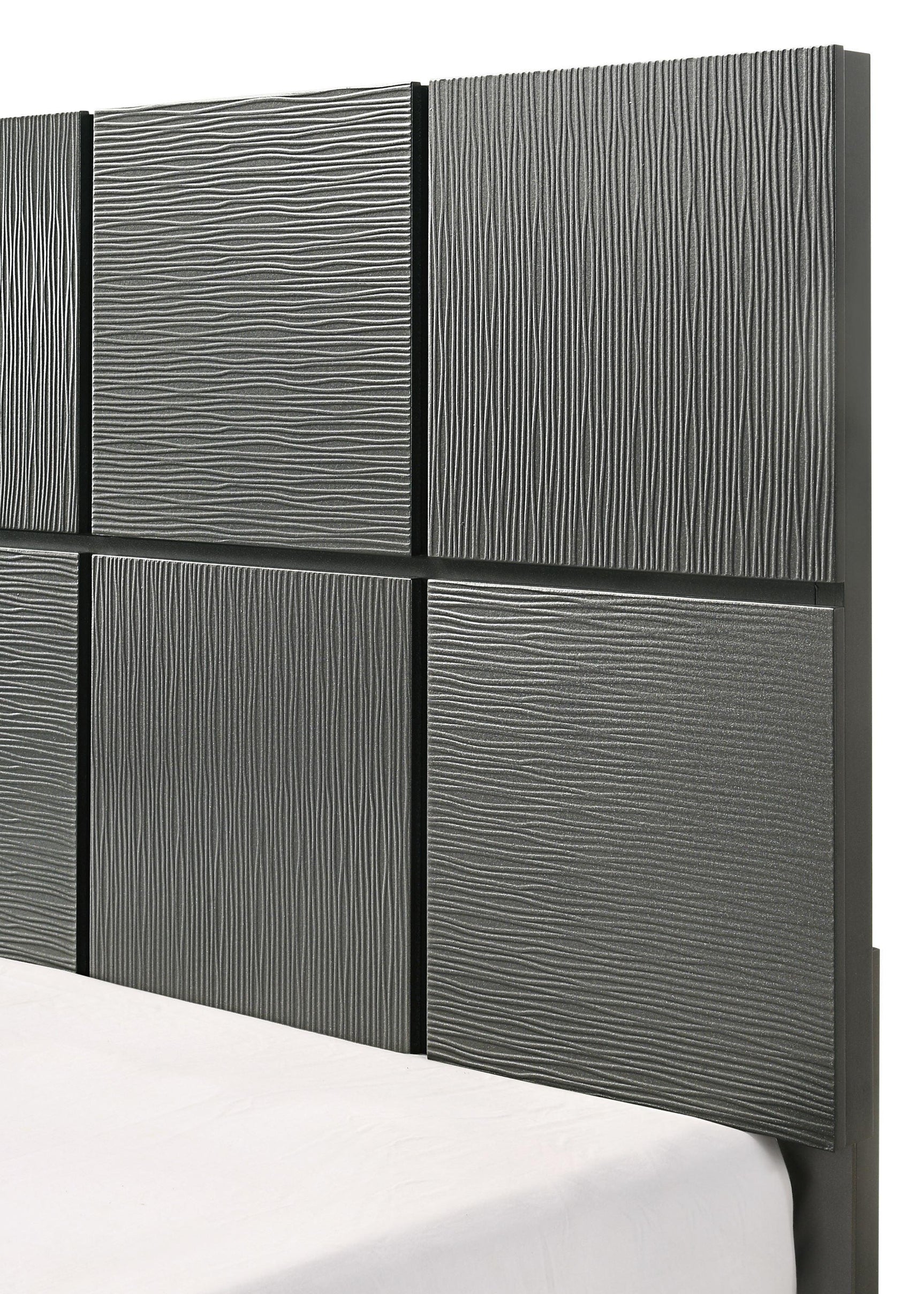Denker Gunmetal Modern Contemporary Solid Wood Queen Bed - Ella Furniture
