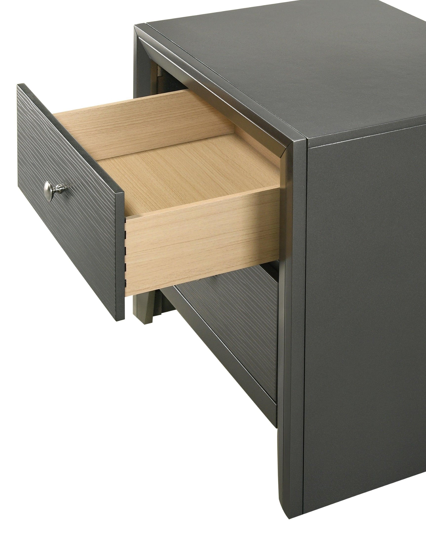 Denker Gunmetal Modern Contemporary Solid Wood Queen Bed - Ella Furniture