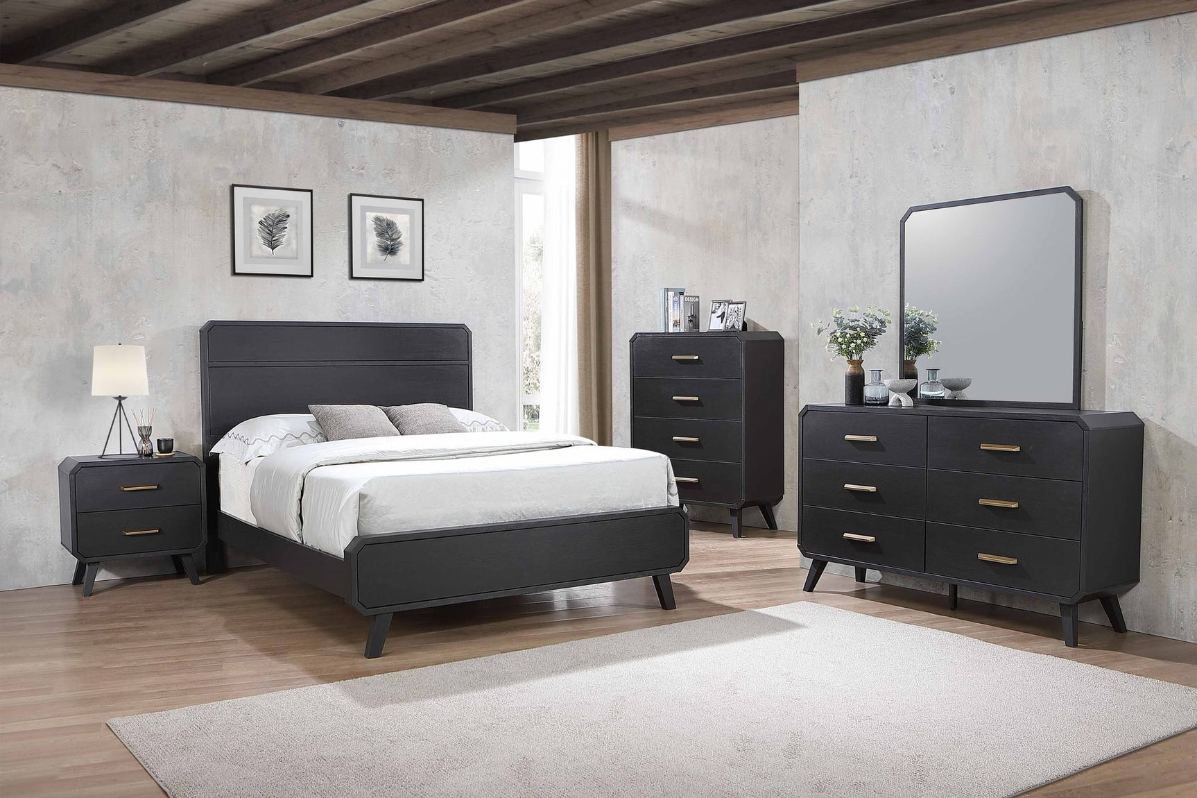 Denver Charcoal Panel Bedroom Set from Ella Furniture