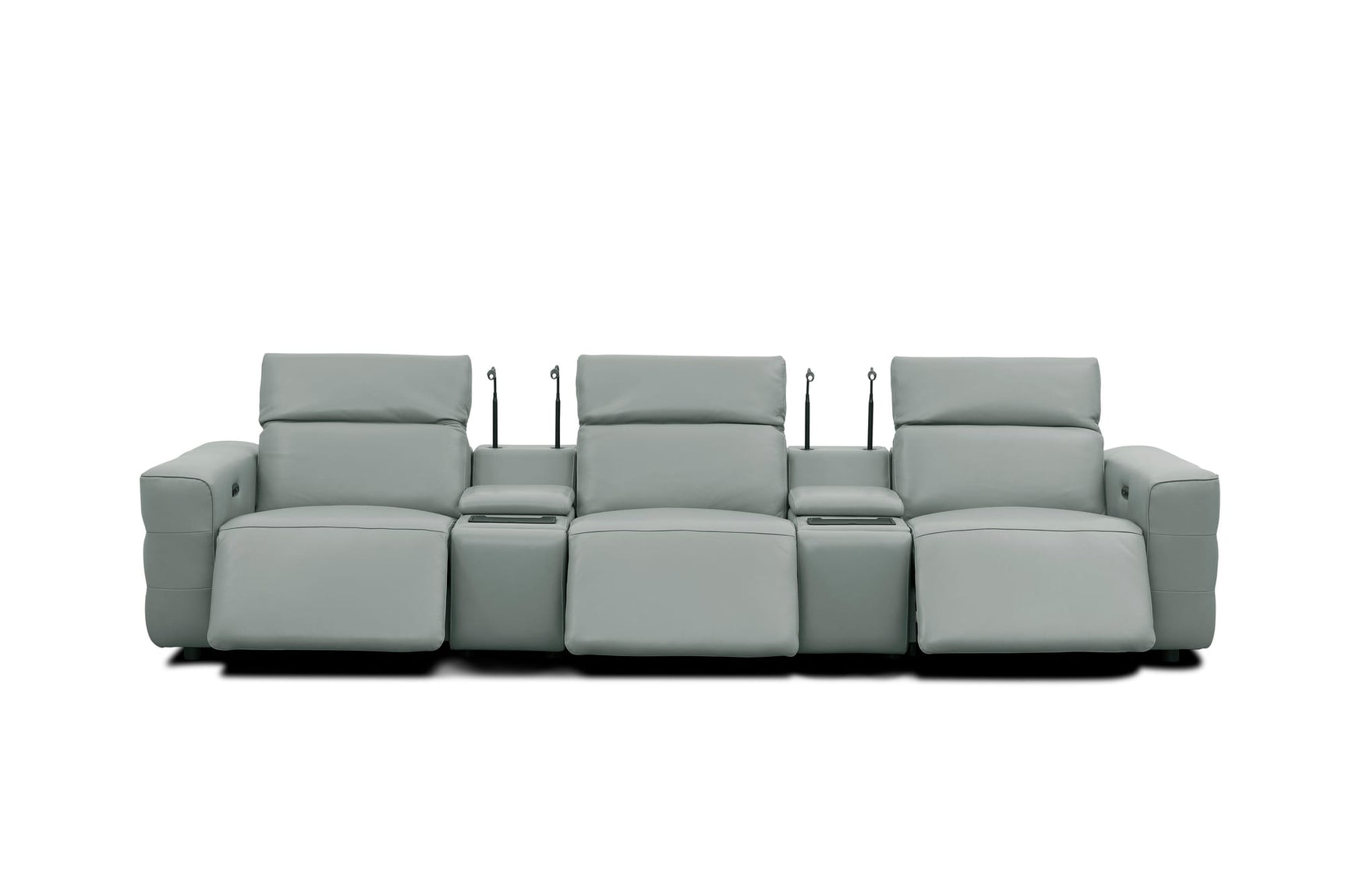 Diamante Grey Italian Leather 5-Piece Power Reclining Home Theater Sectional view 2