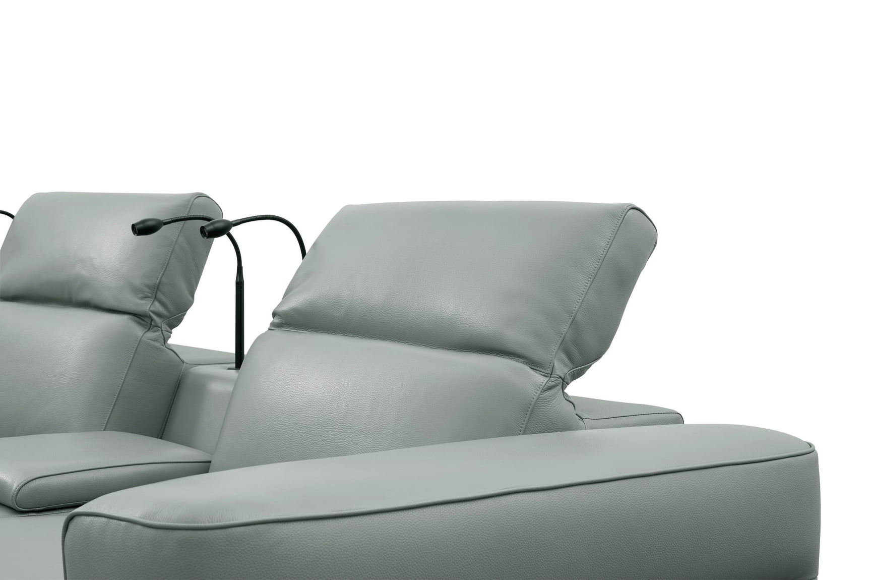 Diamante Grey Italian Leather 5-Piece Power Reclining Home Theater Sectional view 8