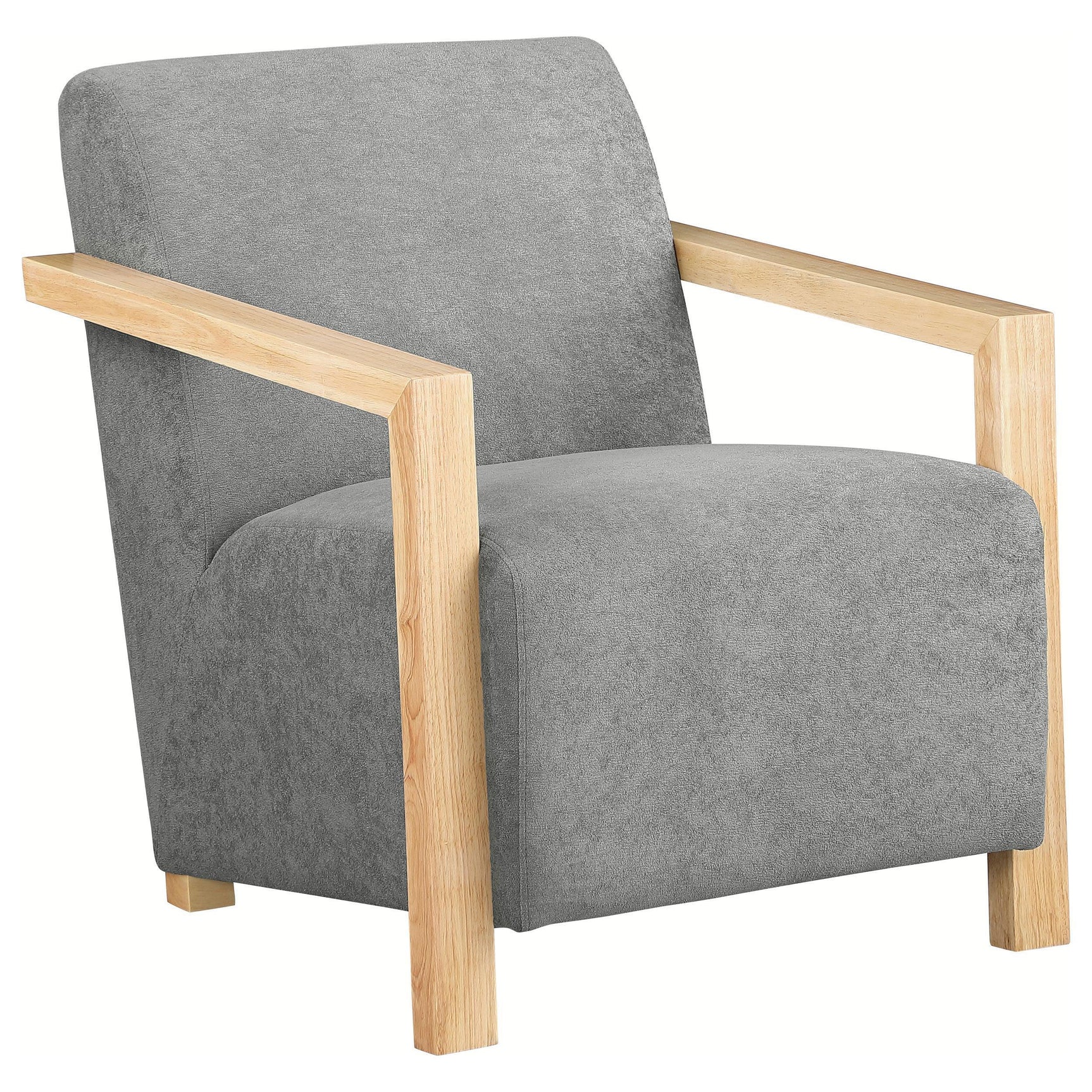 DIEGO BUNK BED Diego Upholstered Accent Arm Chair with Wood Arms Grey 902269 - Ella Furniture