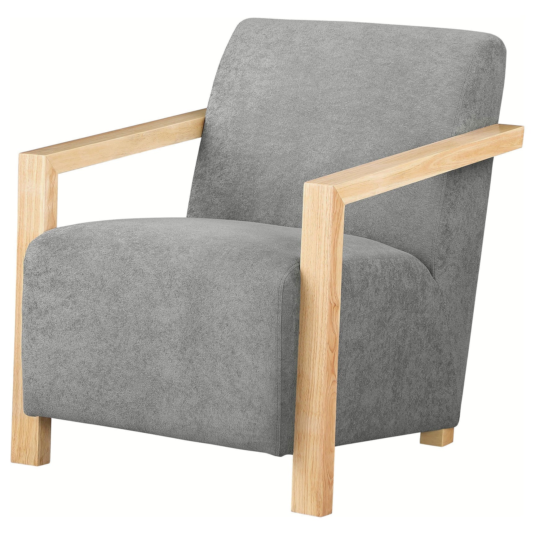 DIEGO BUNK BED Diego Upholstered Accent Arm Chair with Wood Arms Grey 902269 - Ella Furniture