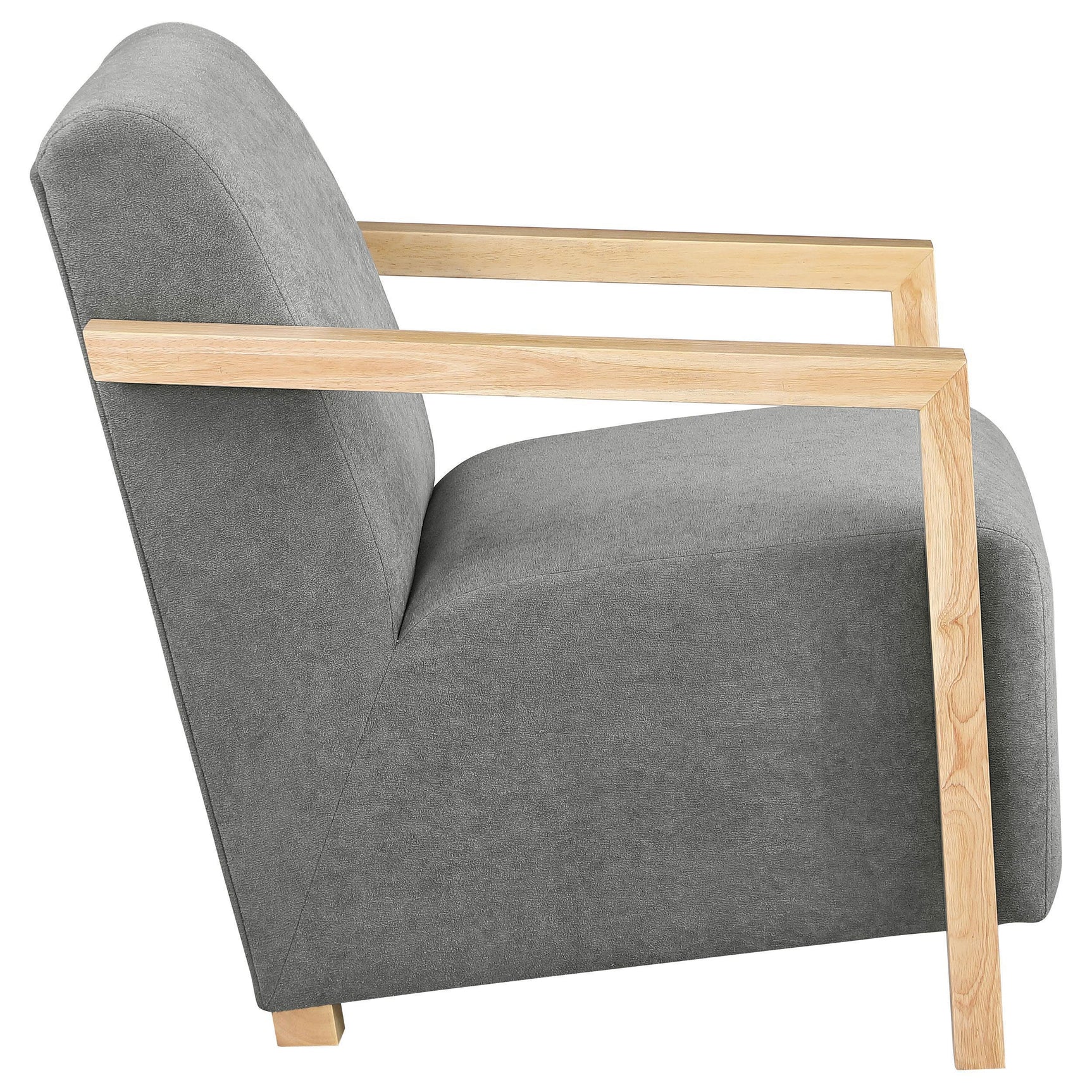 DIEGO BUNK BED Diego Upholstered Accent Arm Chair with Wood Arms Grey 902269 - Ella Furniture