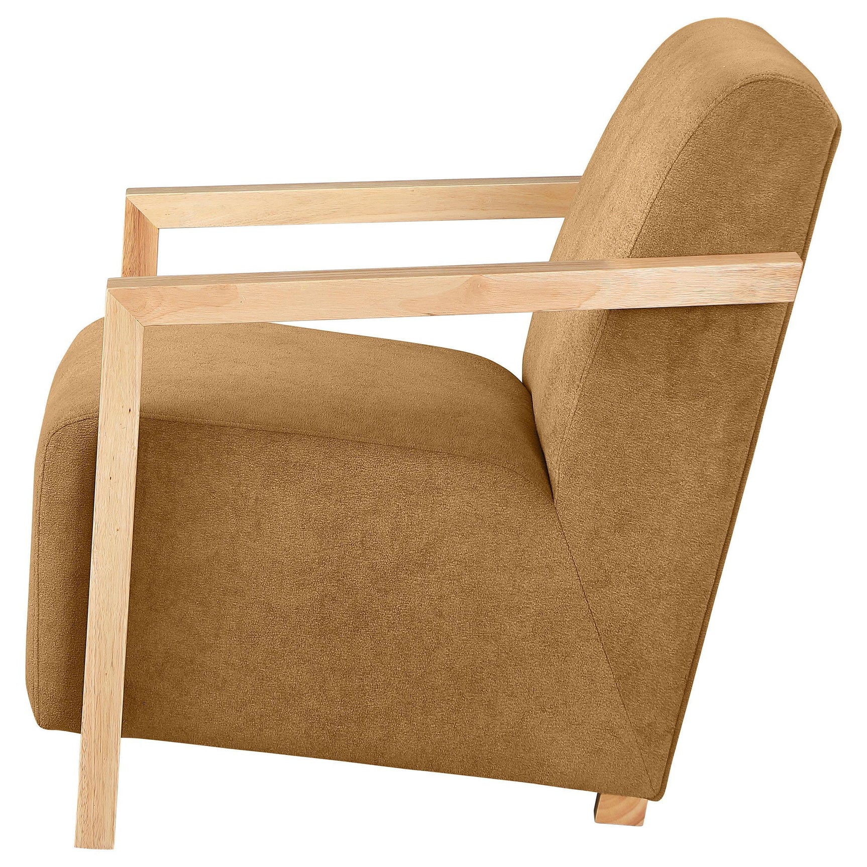 DIEGO BUNK BED Diego Upholstered Accent Arm Chair with Wood Arms Honey 902268 - Ella Furniture