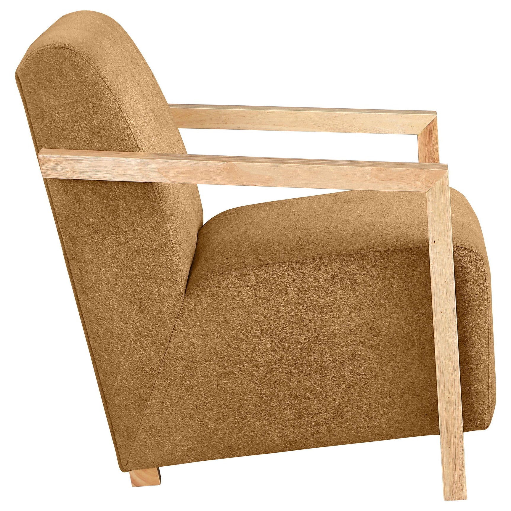 DIEGO BUNK BED Diego Upholstered Accent Arm Chair with Wood Arms Honey 902268 - Ella Furniture