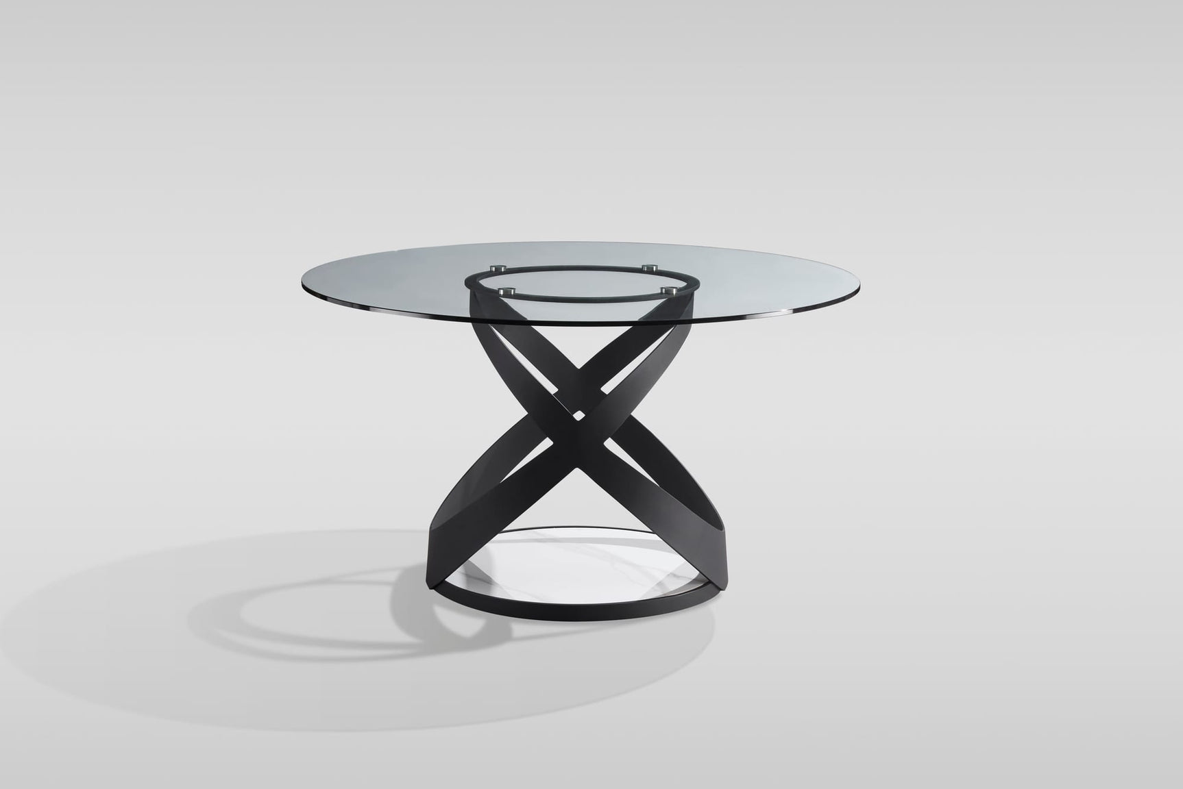 Dimi 5-Piece Dining Set with Clear Glass Table and Black Iron Infinity Base view 7