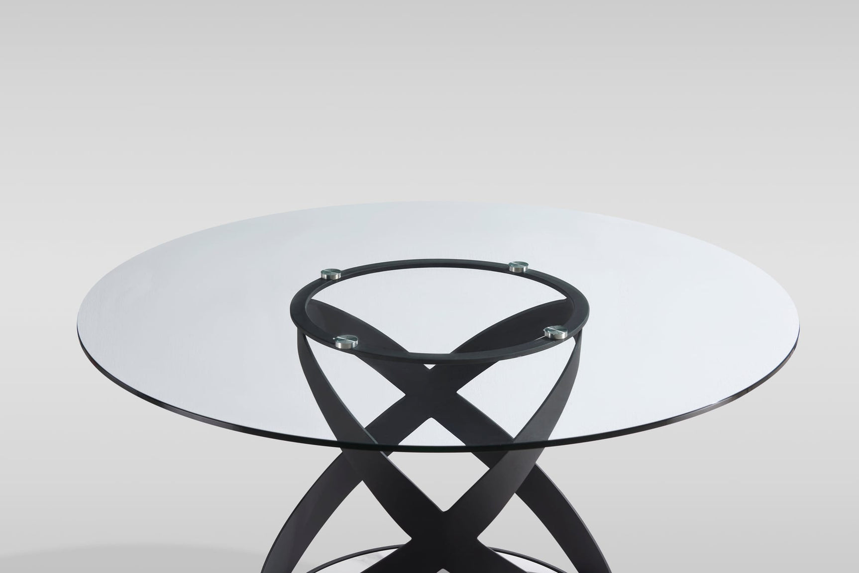 Dimi 5-Piece Dining Set with Clear Glass Table and Black Iron Infinity Base view 9