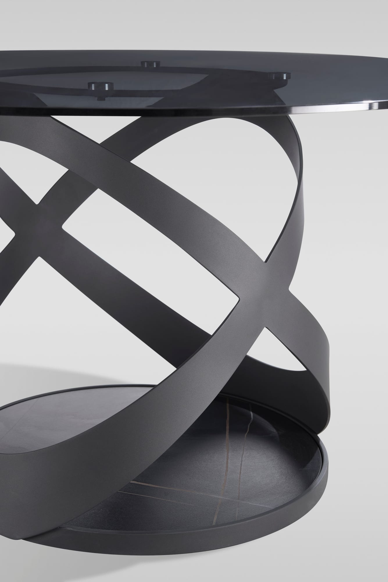 Dimi 5-Piece Dining Set with Smoke Glass Table and Black Iron Infinity Base view 10