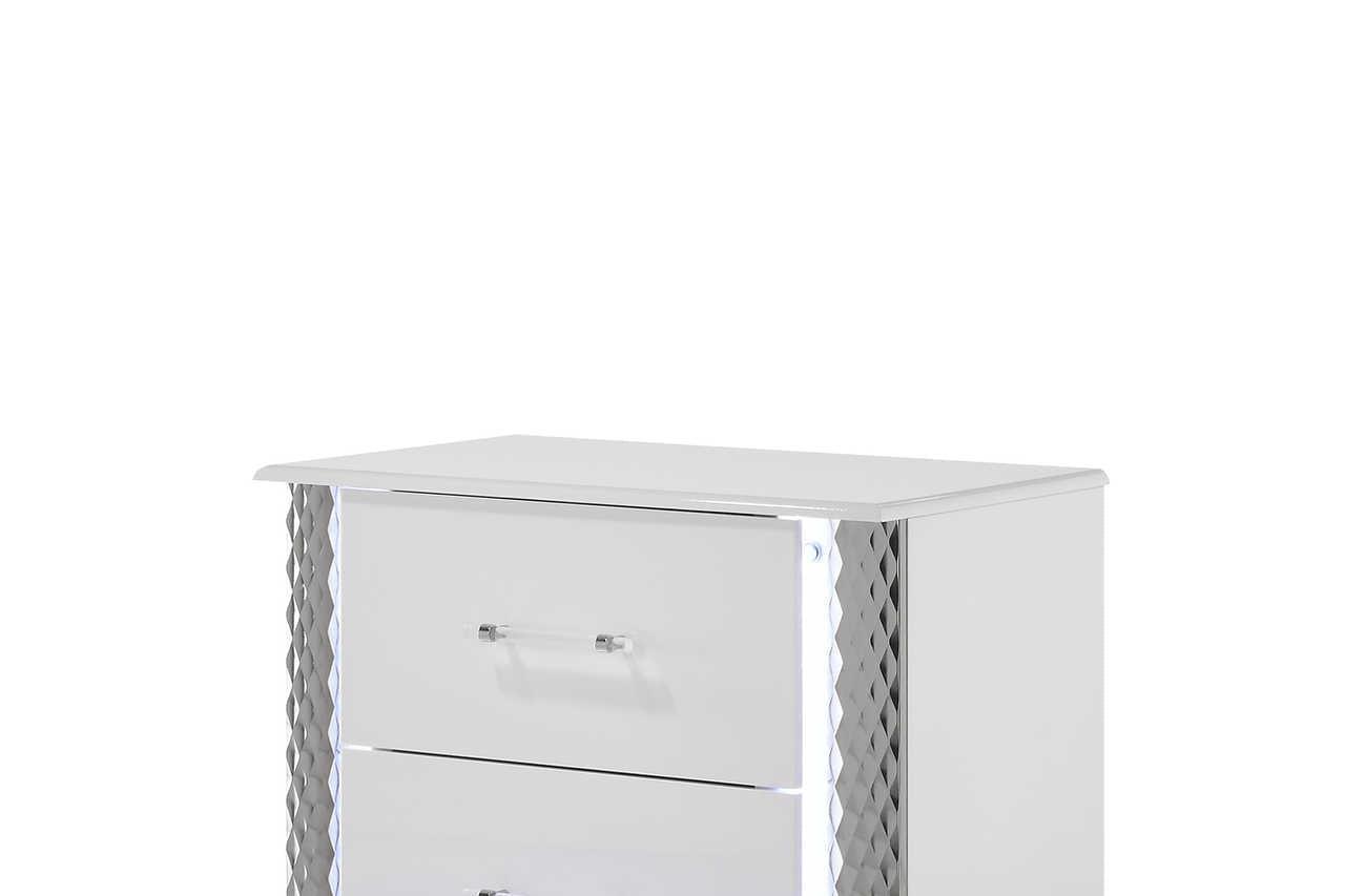 Dina White LED Nightstand - Ella Furniture