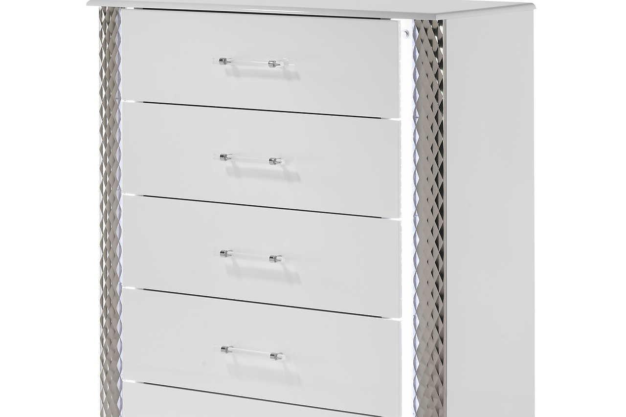 Dina White LED Nightstand - Ella Furniture