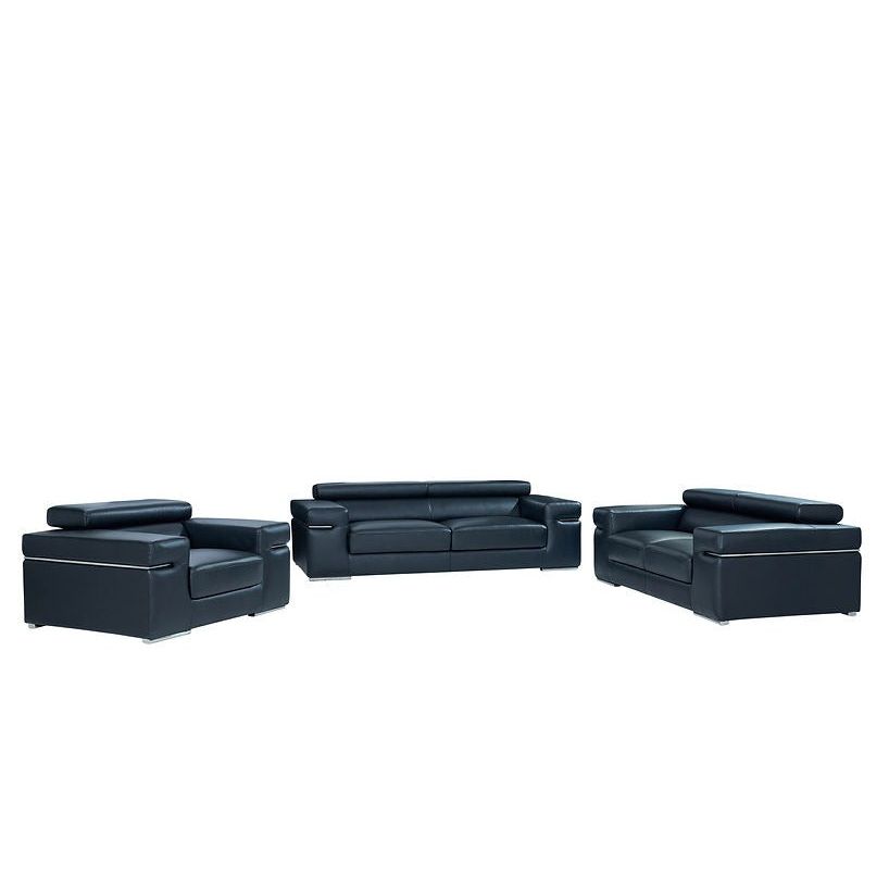 Soho Black Italian Leather Match Sofa, Loveseat, and Chair Set view 11