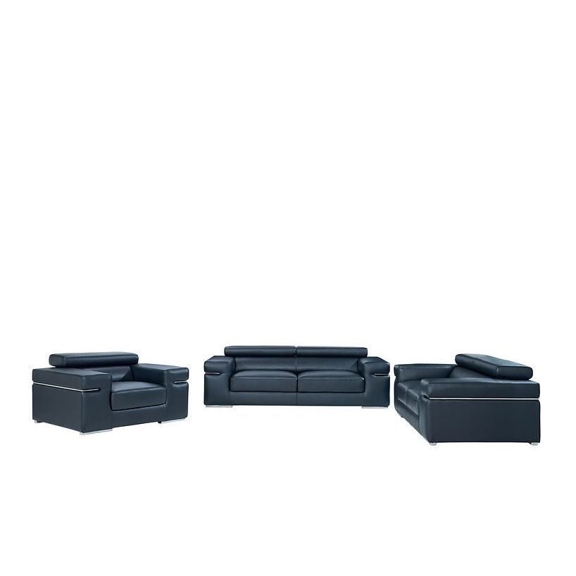 Soho Black Italian Leather Match Sofa, Loveseat, and Chair Set view 12