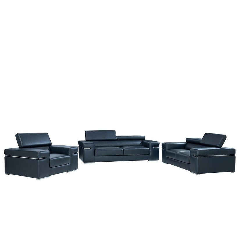 Soho Black Italian Leather Match Sofa, Loveseat, and Chair Set view 3